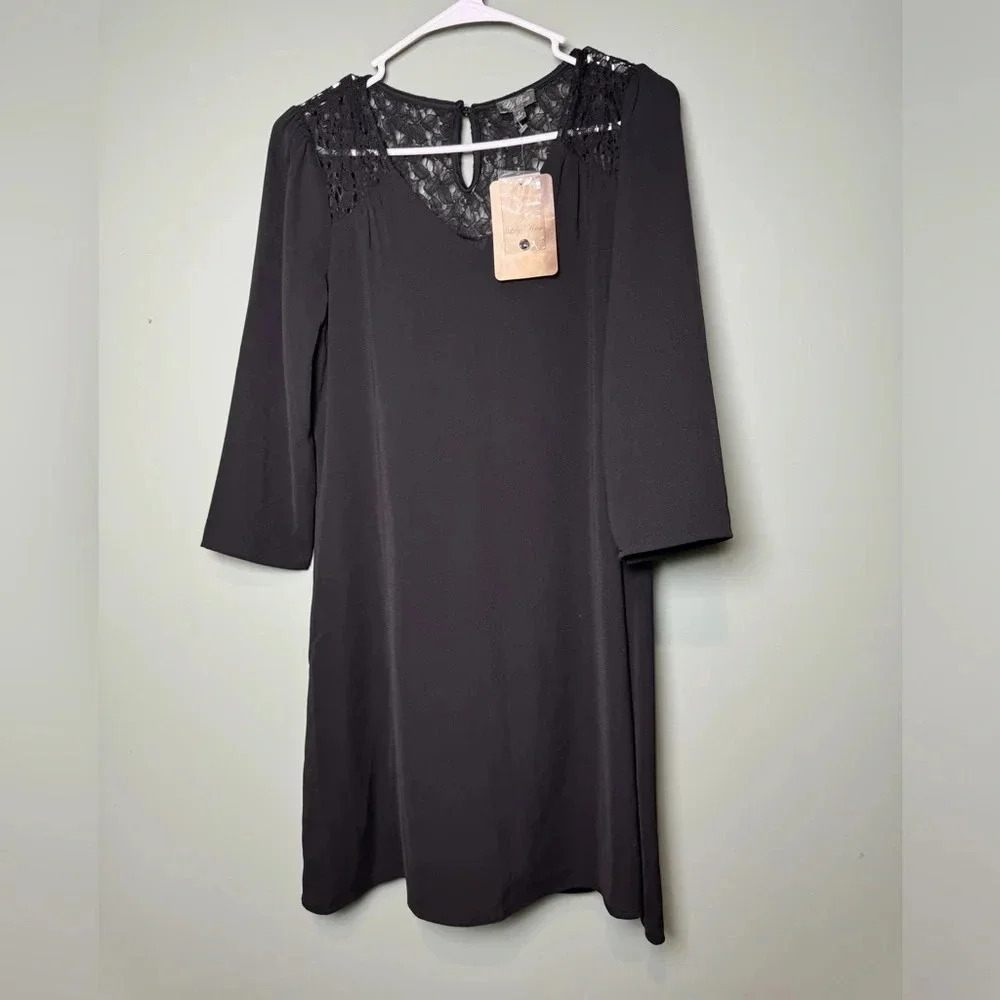 Lily Rose Woman’s NWT Black Dress‎ Size Small Lace on Neckline